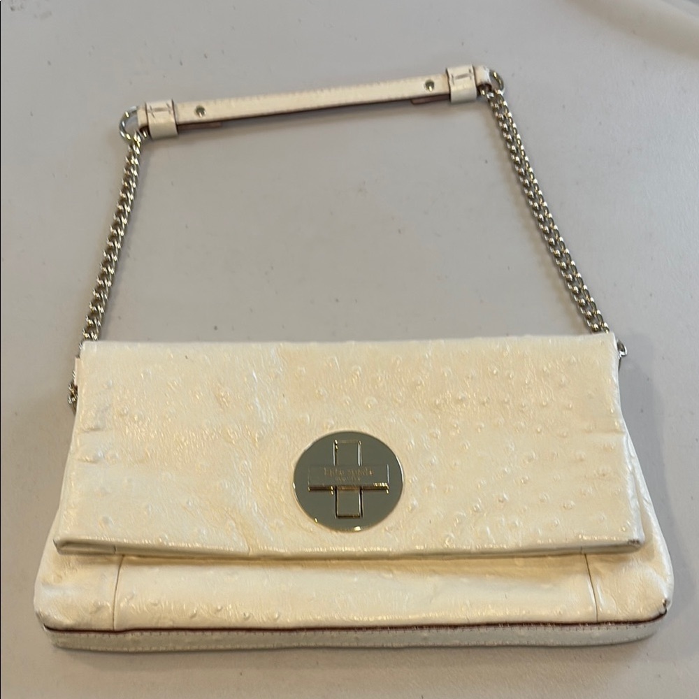 Kate Spade - Cream Handbag with gold strap and accents